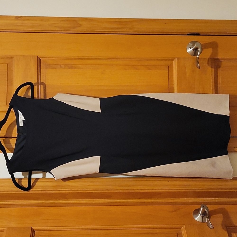 BOSTON PROPER BLACK AND TAN KNEE LENGTH DRESS SZ 2 EXCELLENT!!